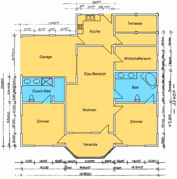 Grundriss vom Einfamilienhaus