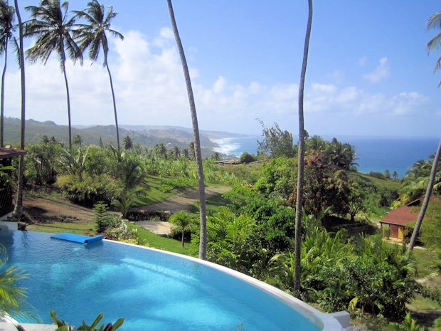 Ausblick auf das Meer vom Einfamilienhaus Ferienhaus auf Barbados