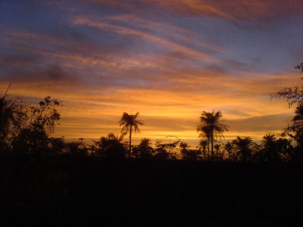 Ferienh�user am Abend in Tujereng Batukunku Gambia