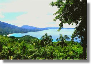 Meerblick vom Ferienhaus auf Mahe