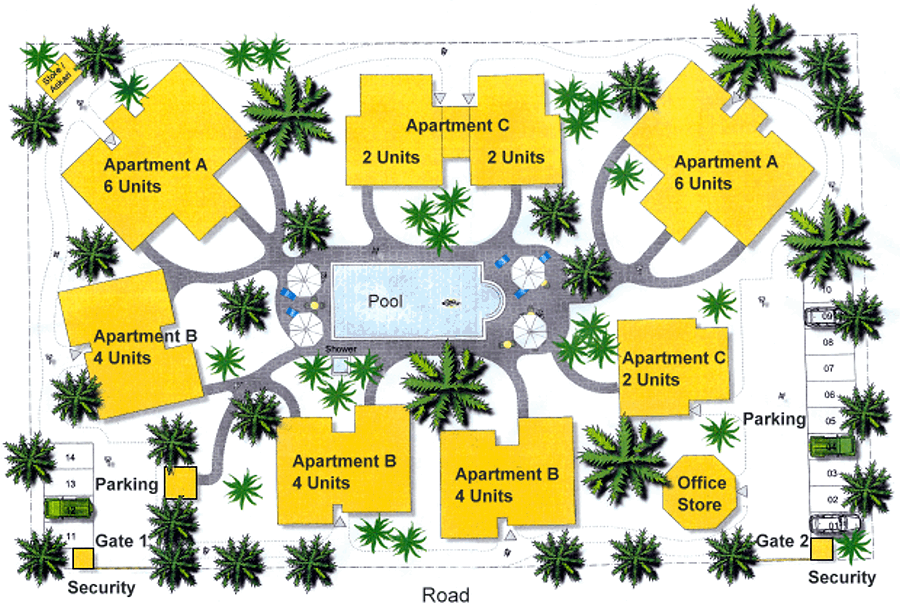 Bebauungsplan der Wohnungen der Wohnanlage in Watamu Kenia Bebauungsplan der Wohnungen der Wohnanlage in Watamu Kenia