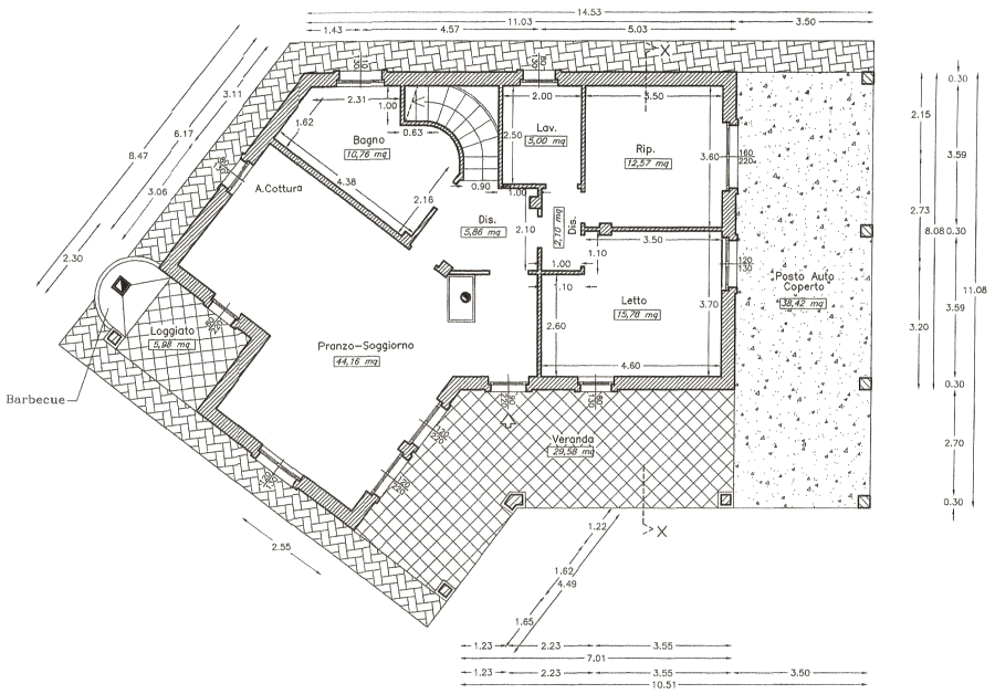 Erdgeschoss vom Ferienhaus auf Sardinien
