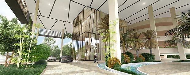 Eingangsbereich vom Apartmenthaus in Sangkat Chroy Changvar von Phnom Penh