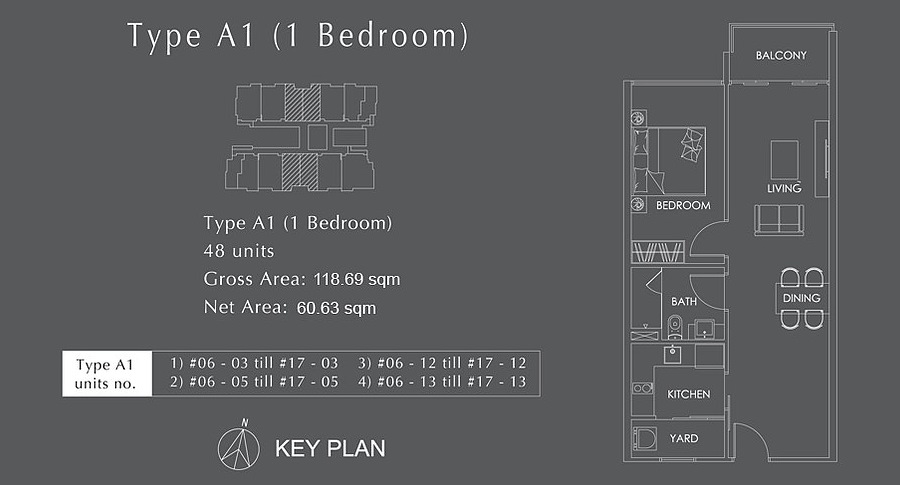 Phnom Penh Wohnung mit 2 Zimmern und Balkon