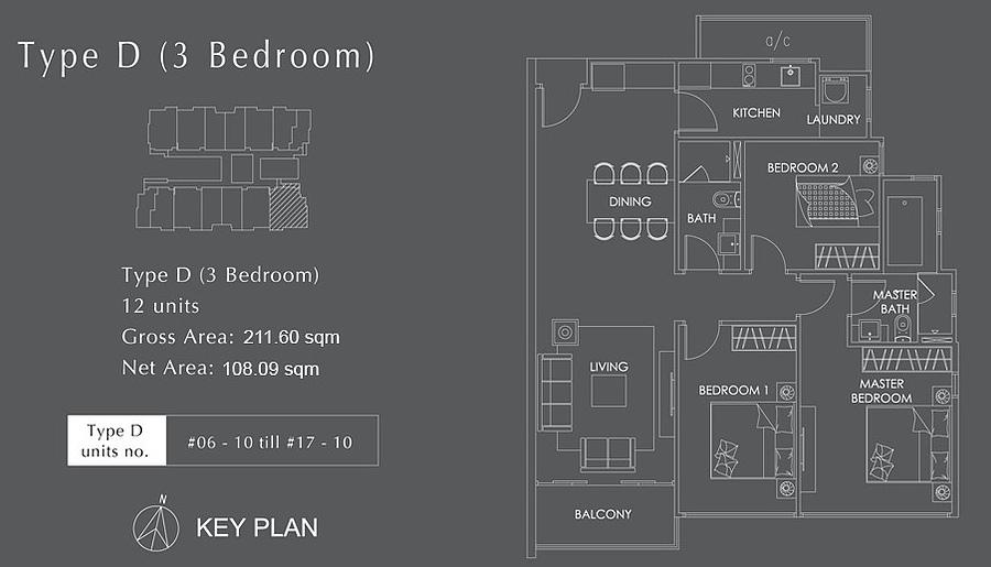 Wohnung mit 4 Zimmern und Balkonen in Phnom Penh Kambodscha