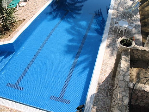 Pool im Garten des Einfamilienhauses