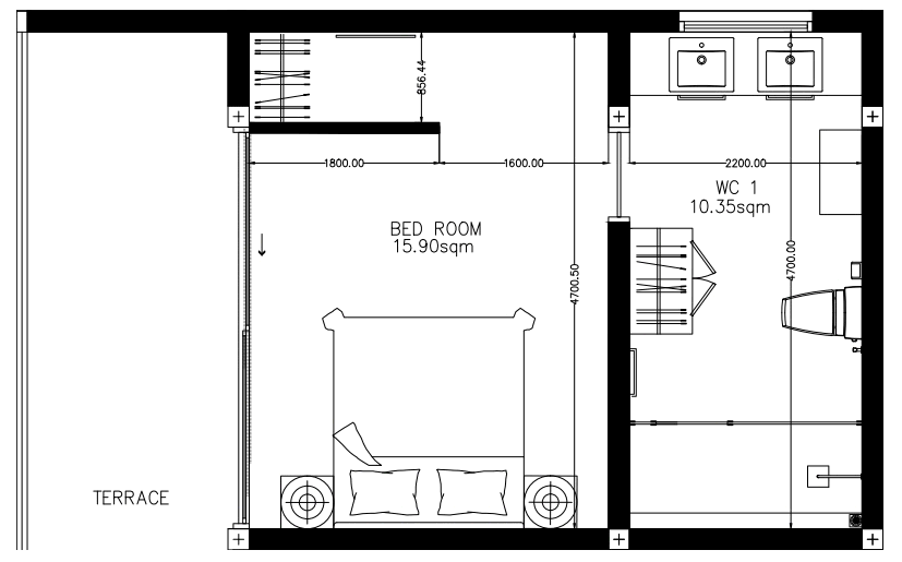 Schlafzimmer Duschbad vom Einfamilienhaus