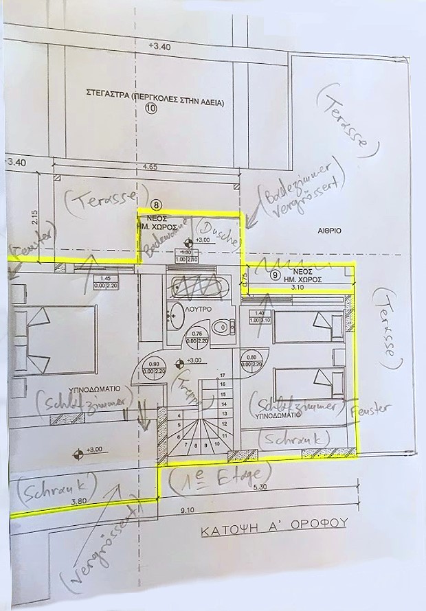 Obergeschoss vom Wohnhaus bei Kyllini