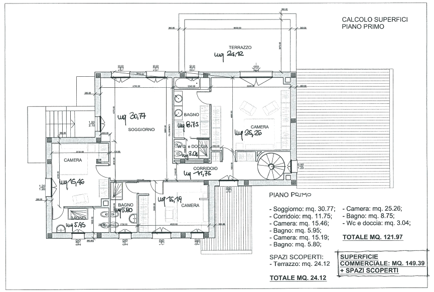 Obergeschoss vom Landhaus des Baugrundstckes