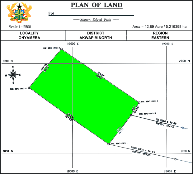 Baugrundstck in Onyameba der Eastern Region Ghana
