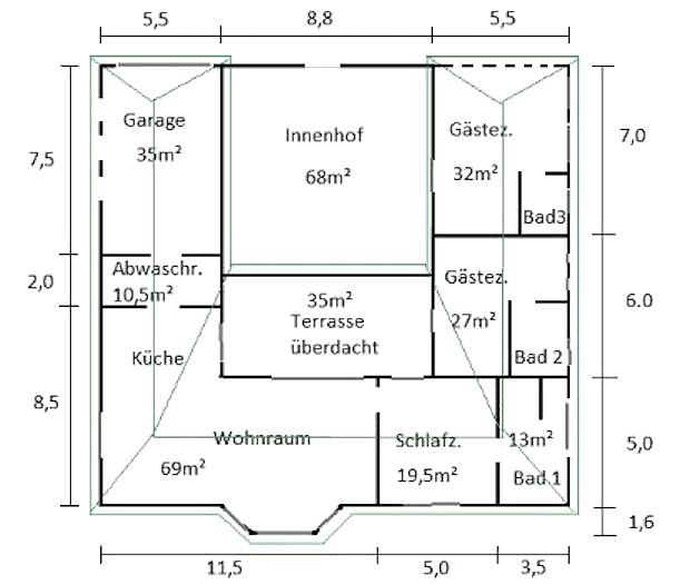 Grundriss vom Einfamilienhaus