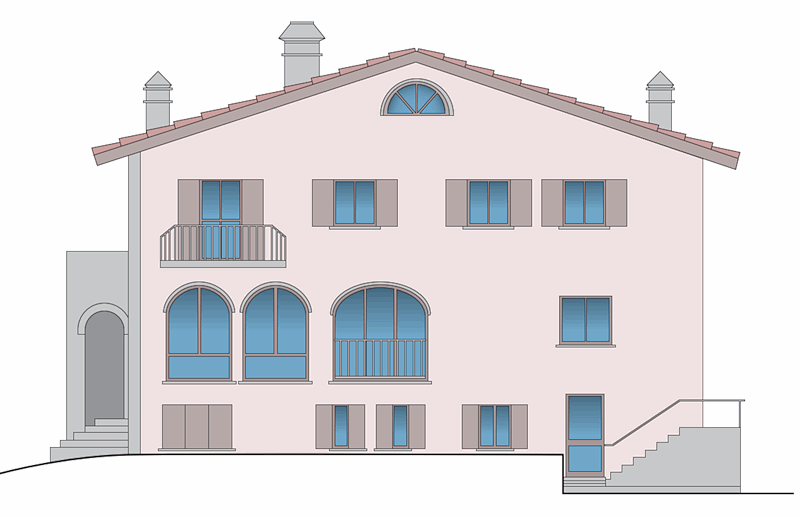 Seitenansicht vom Einfamilienhaus bei Marsciano