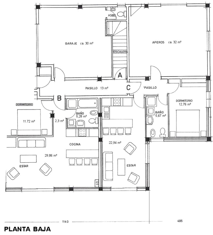 Grundriss Erdgeschoss vom Wohnhaus