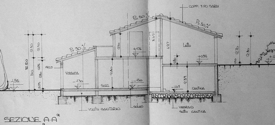 Schnitt der Villa in Capitana Sardinien