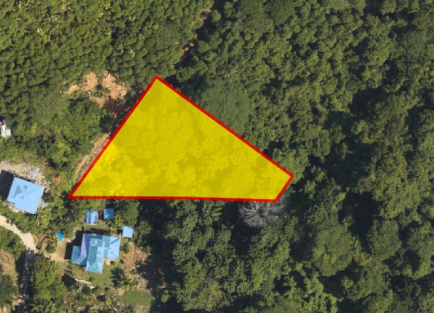 Markierung vom Baugrundst�ck auf Mahe Port Glaud