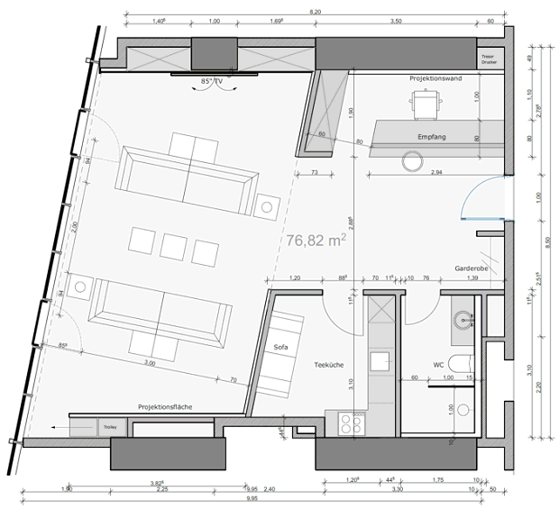 Grundriss der Wohnung im King David Tower von Tblisi