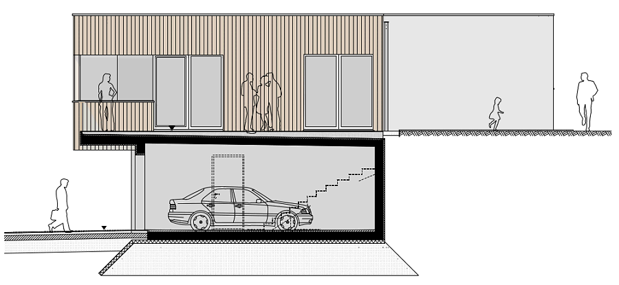 Seitenschnitt eines Wohnhauses