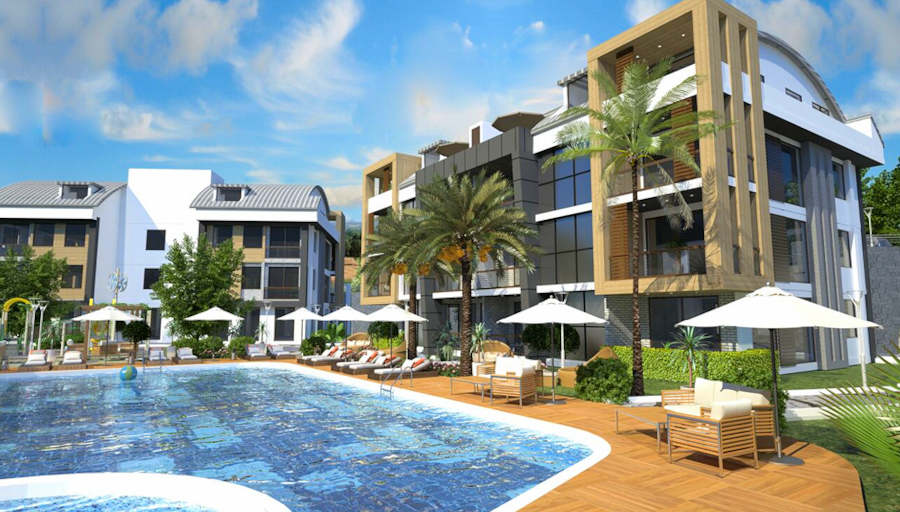Wohnanlage mit Pool der Apatments Wohnungen in Alanya Tepe kaufen Wohnanlage mit Pool der Apatments Wohnungen in Alanya Tepe kaufen