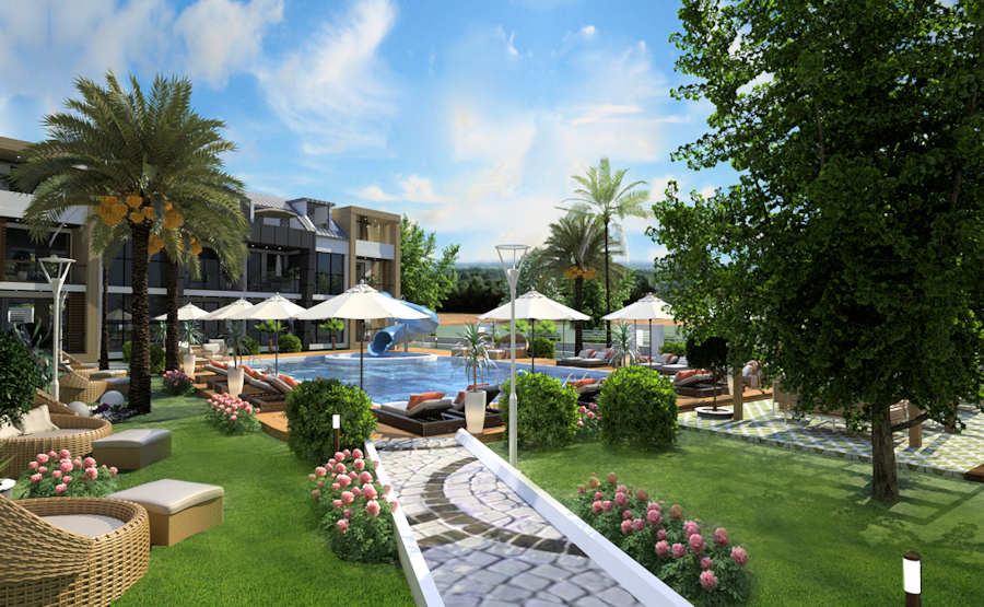 Innenbereich der Wohnanlage der Apartments Wohnungen in Alanya Innenbereich der Wohnanlage der Apartments Wohnungen in Alanya