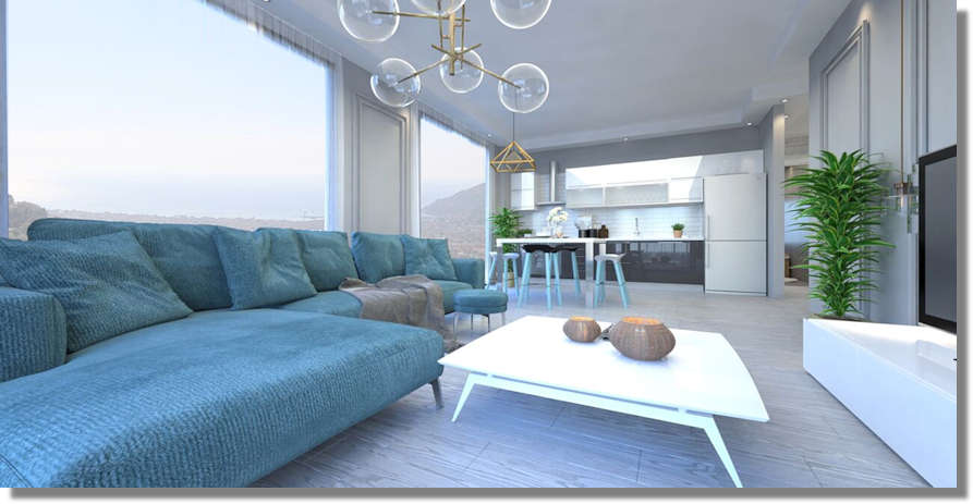 Wohnzimmer einer Eigentumsohnung in Alanya Tepe Türkei Wohnzimmer einer Eigentumsohnung in Alanya Tepe Türkei