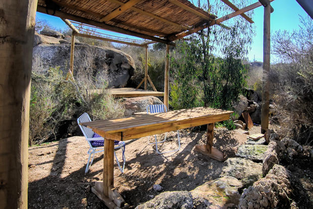 Auenterrasse vom Einfamilienhaus der Ferienanlage