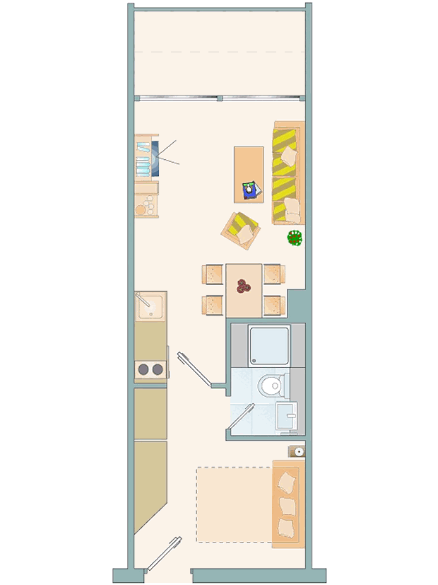 Grundriss vom kleinen Apartment in Calvi Korsika