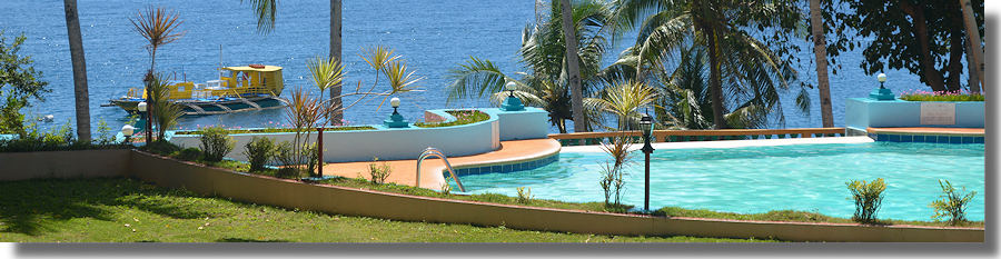 Pool und Motorboot der Tauchbasis auf Leyte Pool und Motorboot der Tauchbasis auf Leyte