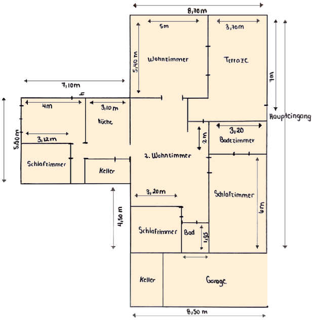 Grundriss vom Wohnhaus Einfamilienhaus in Tronadora Costa Rica