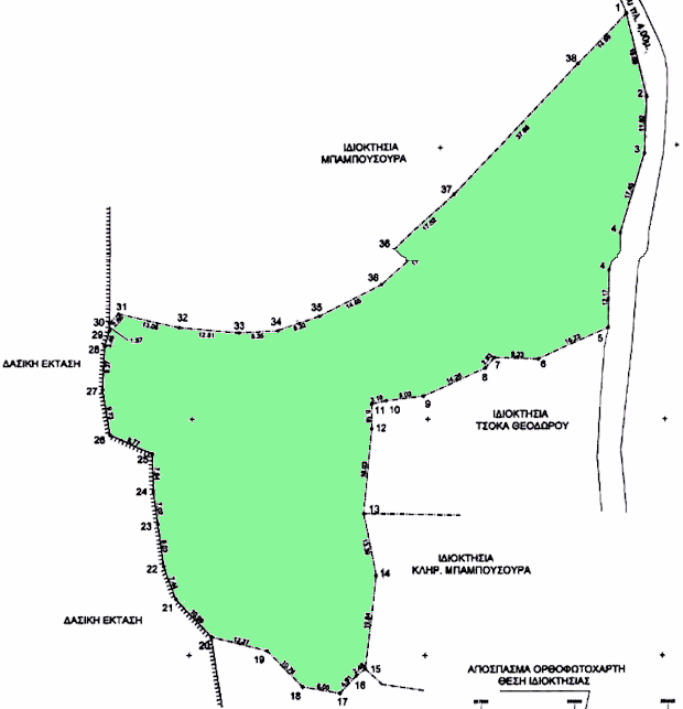 Katasterkarte vom Grundst�ck mit Baugenehmigung auf Peloponnes Griechenland