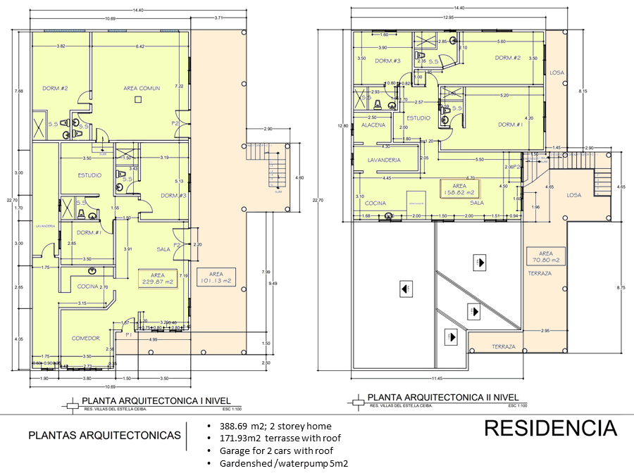 Grundrisse vom Haus in La Ceiba Honduras