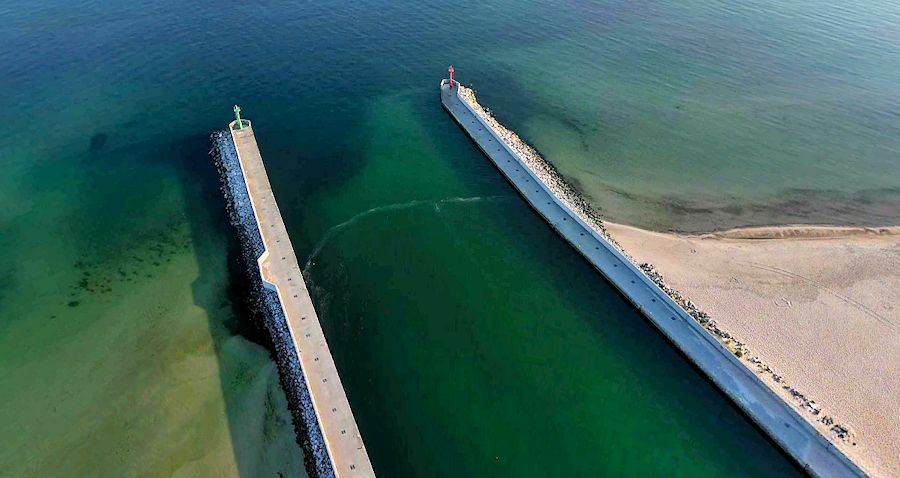 Einfahrt Kanal vom Camminer Bodden zur Ostsee Einfahrt Kanal vom Camminer Bodden zur Ostsee