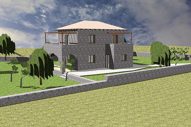 neugebautes Wohnhaus in Pylos-Nestor auf dem Grundstck