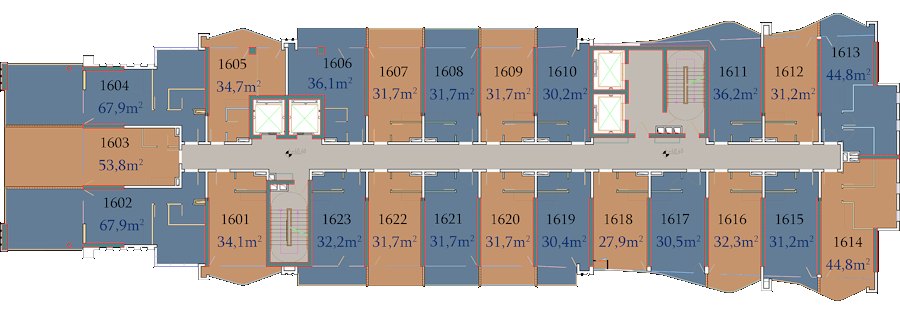 16. Etage vom Apartmenthaus