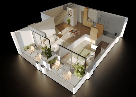 Apartment mit 2 Zimmern und Balkon