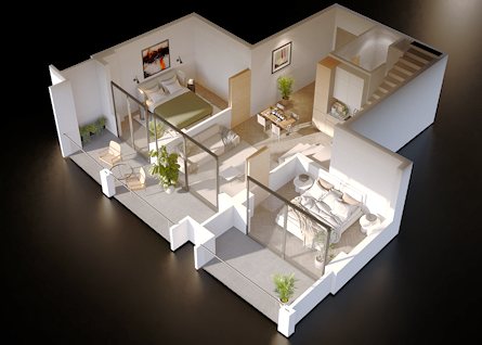 Wohnung mit 3 Zimmer Balkon und Dachterrasse