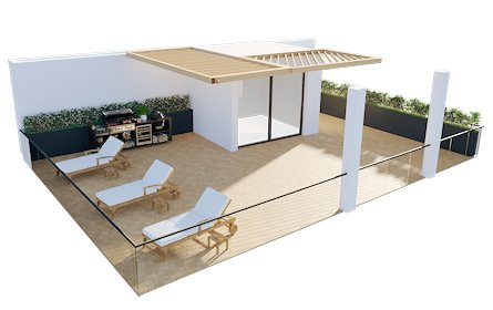 Dachterrasse einer Wohnung am Schwarzen Meer in Georgien