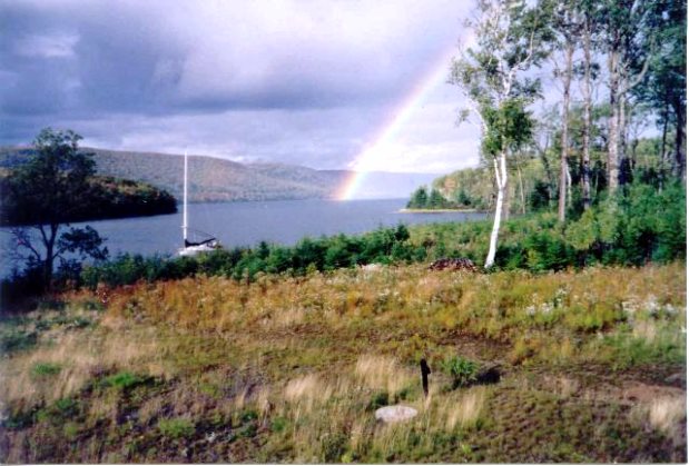 Blick vom Grundstück des Ferienhauses am Bras d'Or Lake Blick vom Grundstück des Ferienhauses am Bras d'Or Lake