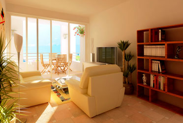 Wohnzimmer einer Ferienwohnung in Djenovici