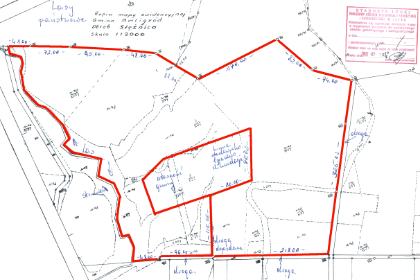 Grundst�ck mit Wald und Wiesen Ackerland in Polen bei Leski