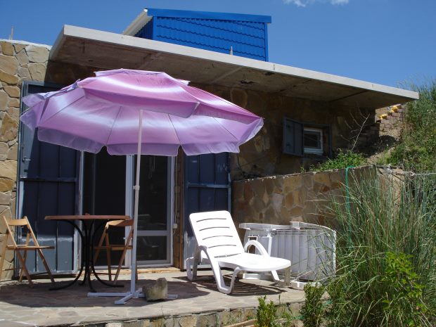 Terrasse vom Ferienhaus mit Meerblick