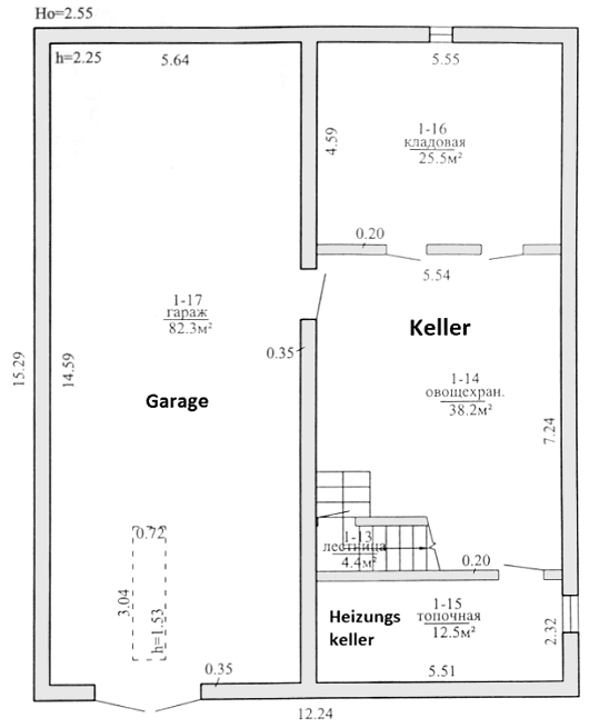 Keller vom Haus in Minsk mit Garage