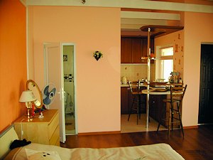 Blick zur Kche der Gstewohnung