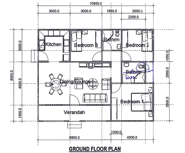 Grundriss vom Bungalow