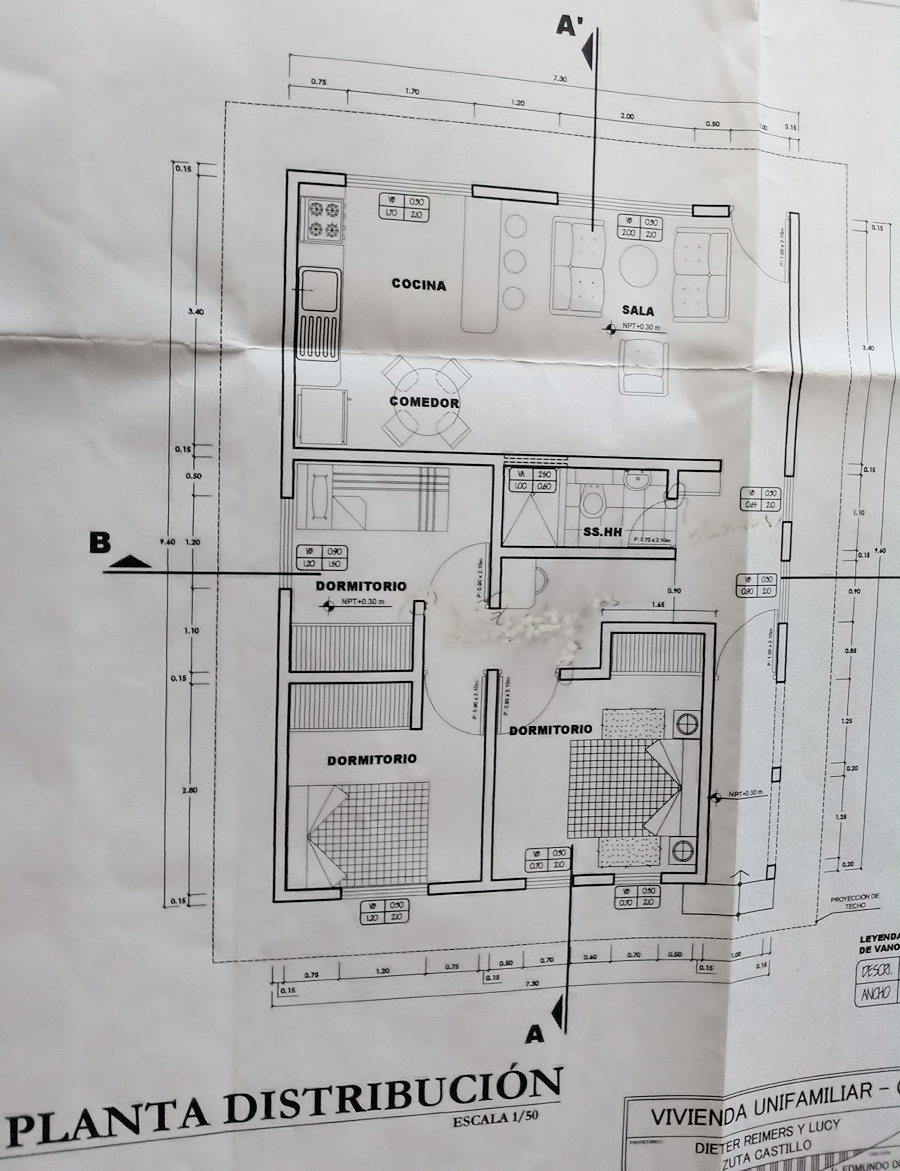 Grundriss vom G�stehaus in Moyobamba Peru