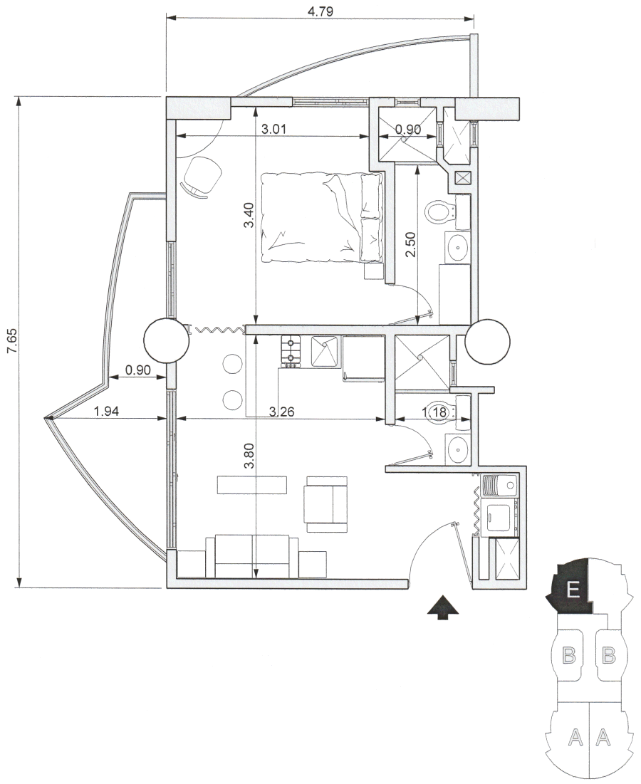 Grundriss der Wohnung Eigentumswohnung in Sabta Marta von Kolumbien