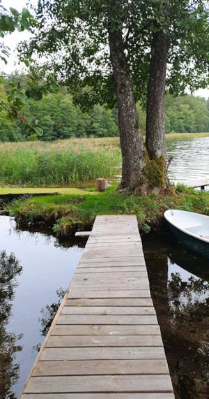 Bootssteg am See des Ausbauhauses