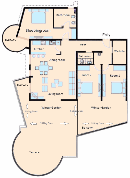 Grundriss der Wohnung Penthousewohnung